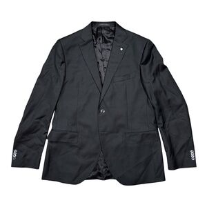 Luigi Bianchi Mantova Sartoria LBM Guabello Wool Black Blazer Jacket Mens 54 L